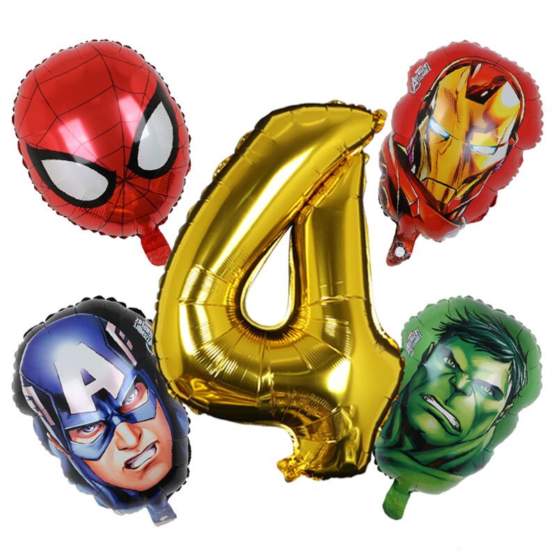 5 Cái MARVEL Super Hero Balloon Spiderman Aluminium Foil Balloons Kids Birthday Party Trang Trí Bé Tắm Iron Man Balloons