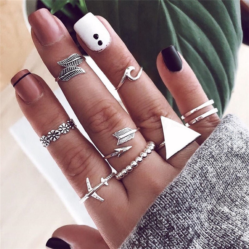 Bộ 9 Nhẫn Đeo Đốt Ngón Tay Nhiều Kiểu Dáng