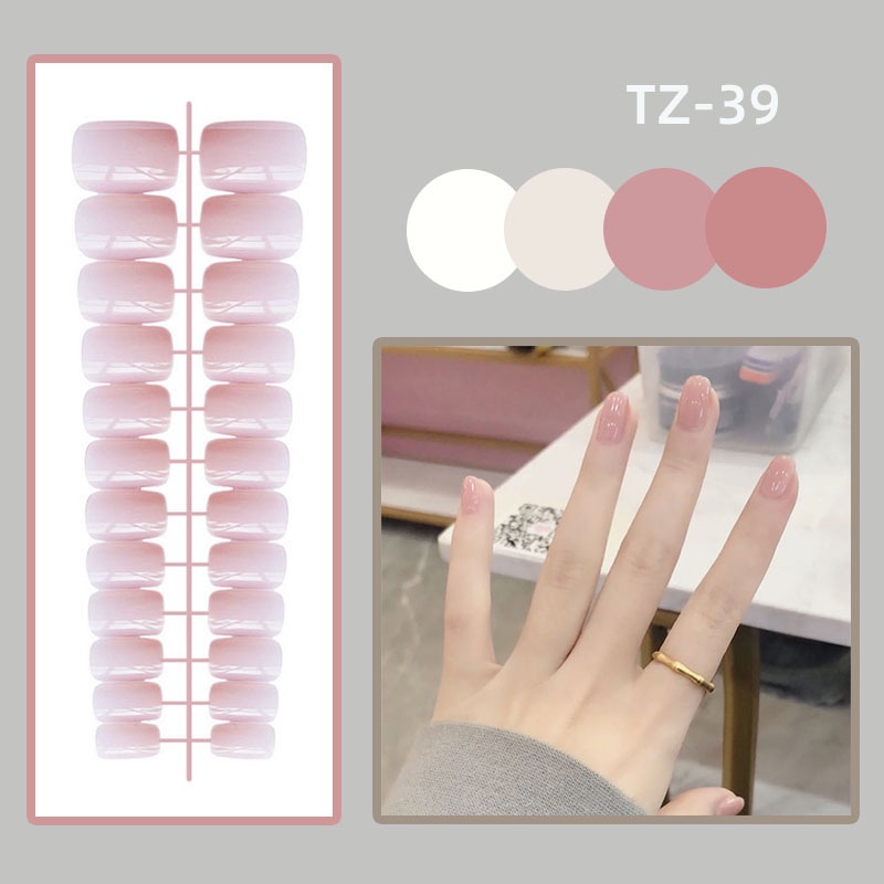 Set 24 móng tay giả đầu tròn màu sắc xinh xắn<br>