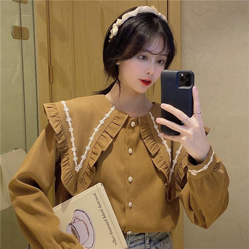 Áo Sơ Mi Trắng Tay Dài Cổ Búp Bê Phong Cách Thời Trang Pháp 2022