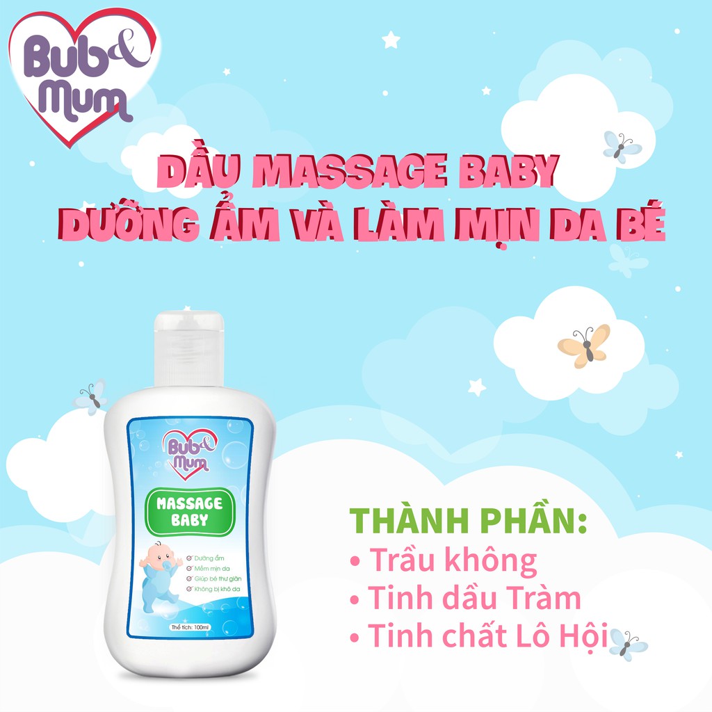 [Mã BMLTA50 giảm đến 50K đơn 99K] Dầu Massage cho bé chiết xuất tinh dầu thiên nhiên 100ml BuB&MuM