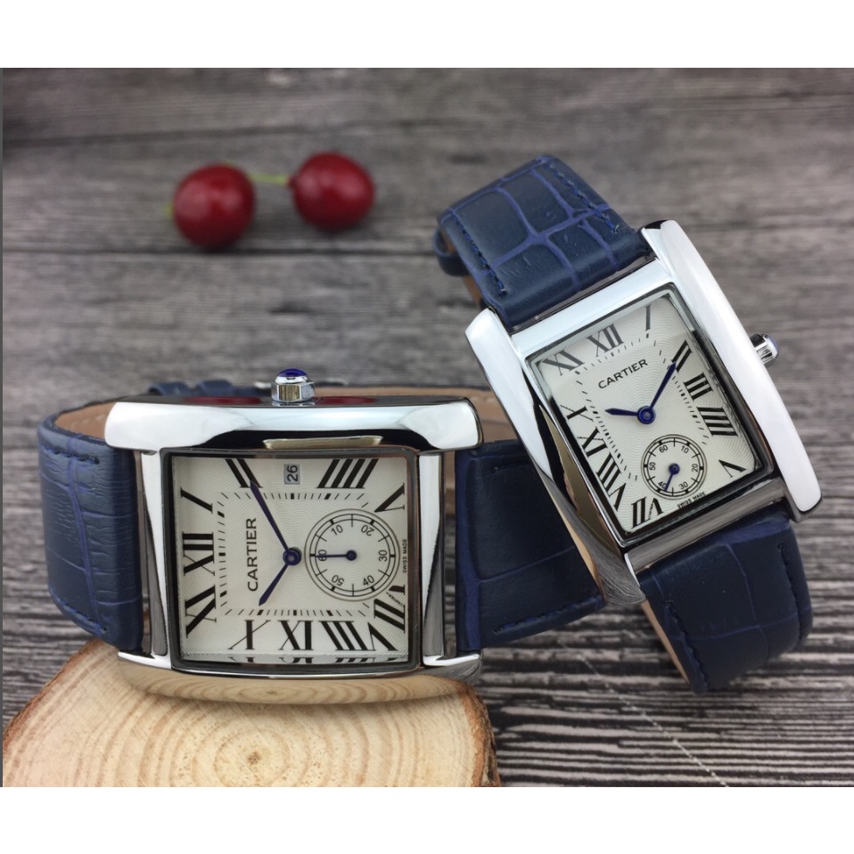 Đồng Hồ Quartz Mặt Vuông Với Dây Đeo Da