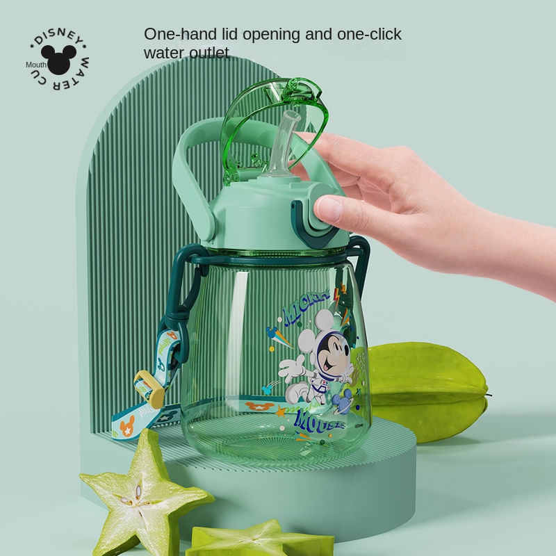 ♛Bình Nước Có Ống Hút Chống Sốc Chống Rò Rỉ Họa Tiết Disney Dễ Thương Cho Bé