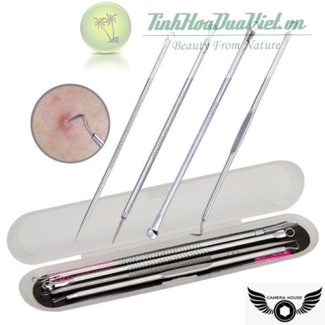 BỘ DỤNG CỤ NẶN MỤN 4 CÂY CHUYÊN NGHIỆP Màu Bạc