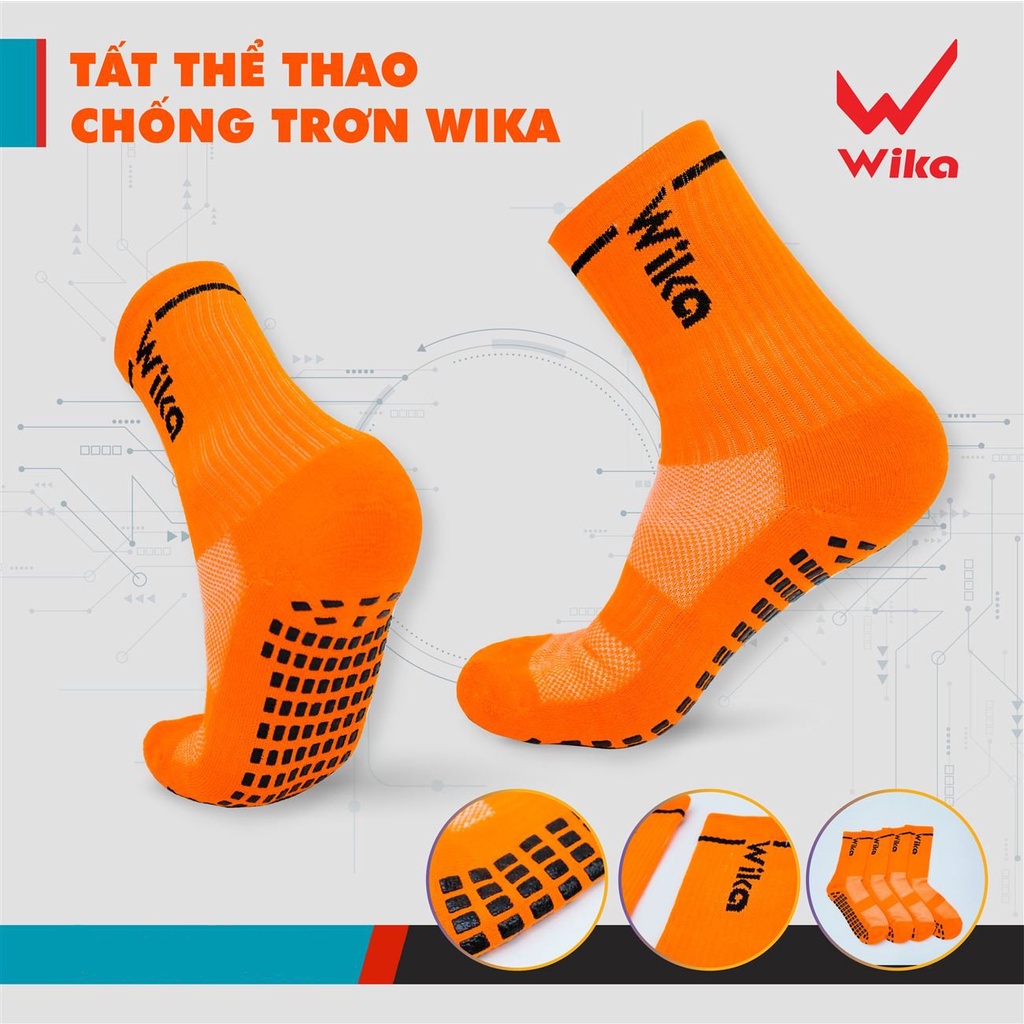 Tất Bóng Đá Chống Trơn Wika Chất Cotton Co Giãn Tốt, Thấm Hút Mồ Hôi, Thoải Mái Khi Sử Dụng