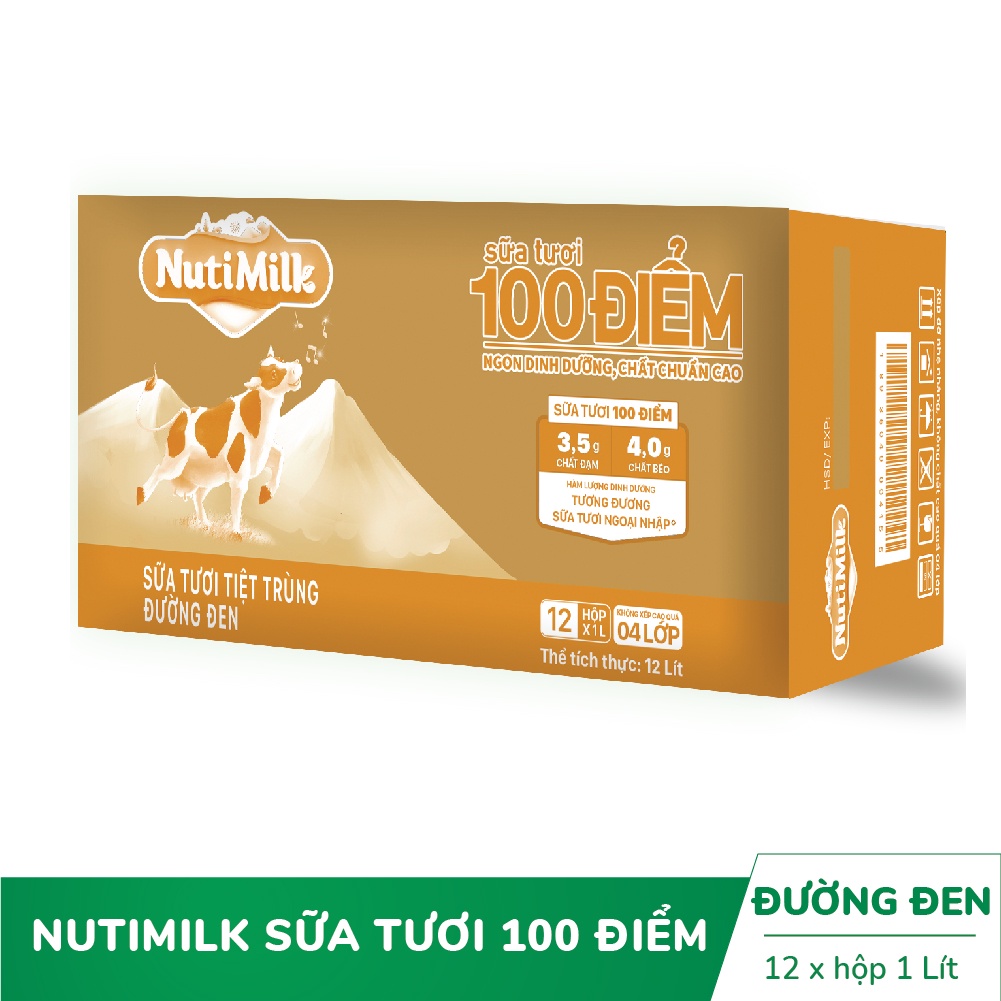 Sữa NutiMilk ST tiệt trùng Đường đen 1L /hộp