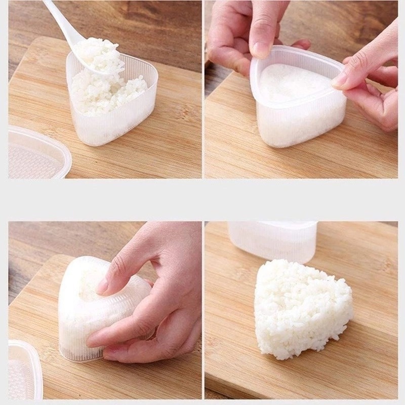 Bộ Khuôn Làm Sushi Onigiri Hình Tam Giác Phong Cách Nhật Bản Kiểu Hoạt Hình DIY Có Thể Tái Sử Dụng