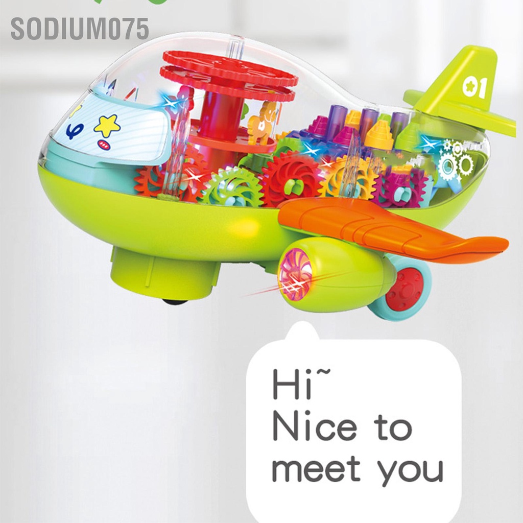 Sodium075 Đồ chơi máy bay cho trẻ em hoạt hình giáo dục có đèn Âm nhạc Bánh xe đa năng mới biết đi bé trai gái