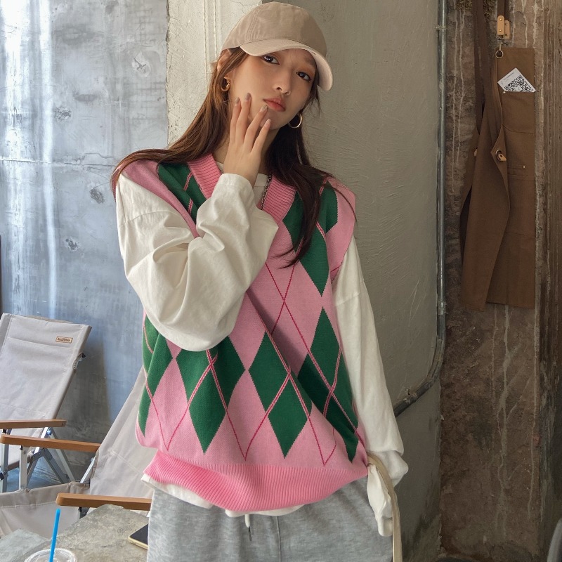 Áo Khoác Len Không Tay Cổ Chữ V Thời Trang Cho Bạn Gá