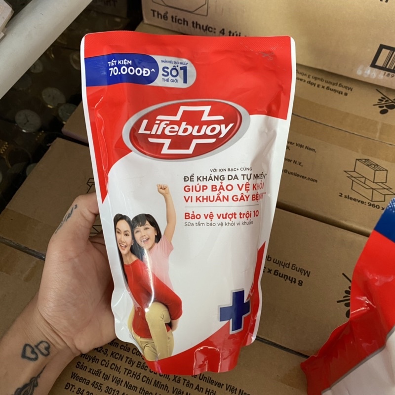 Sữa tắm Lifebuoy Bảo vệ vượt trội 10 (Đỏ) Túi 850ml