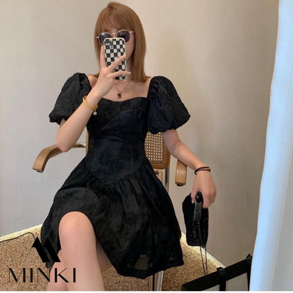 ĐẦM GẤM HOA NỔI ĐEN TRẮNG - CHẤT LIỆU CAO CẤP - MÀU ĐEN / TRẮNG | BigBuy360 - bigbuy360.vn