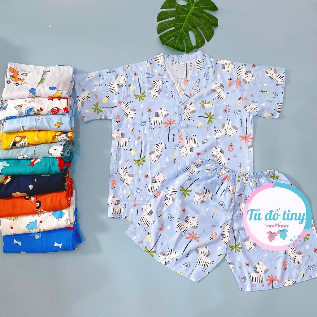 (SIZE 10) Bộ tole lanh (tôn), lanh lụa mặc nhà bé trai tay ngắn quần đùi, kiểu PIJAMA 22-25 kg, bộ hè cho bé, mát mẻ.