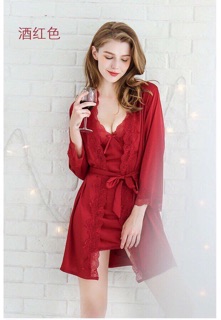 đầm ngủ phi lụa kèm áo choàng