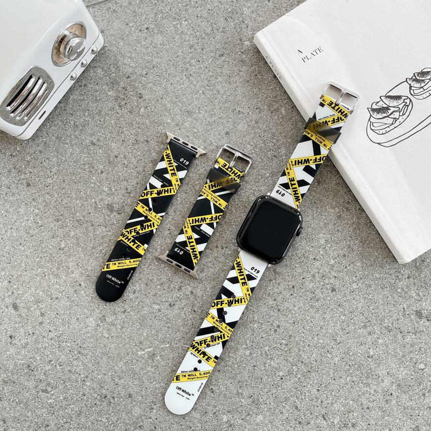 OFF WHITE Dây Silicone Nhiều Màu Sắc Cho Đồng Hồ Apple Watch 6 Se 38mm 40mm 42mm 44mm Iwatch Series 6 Se 5 4 3 2