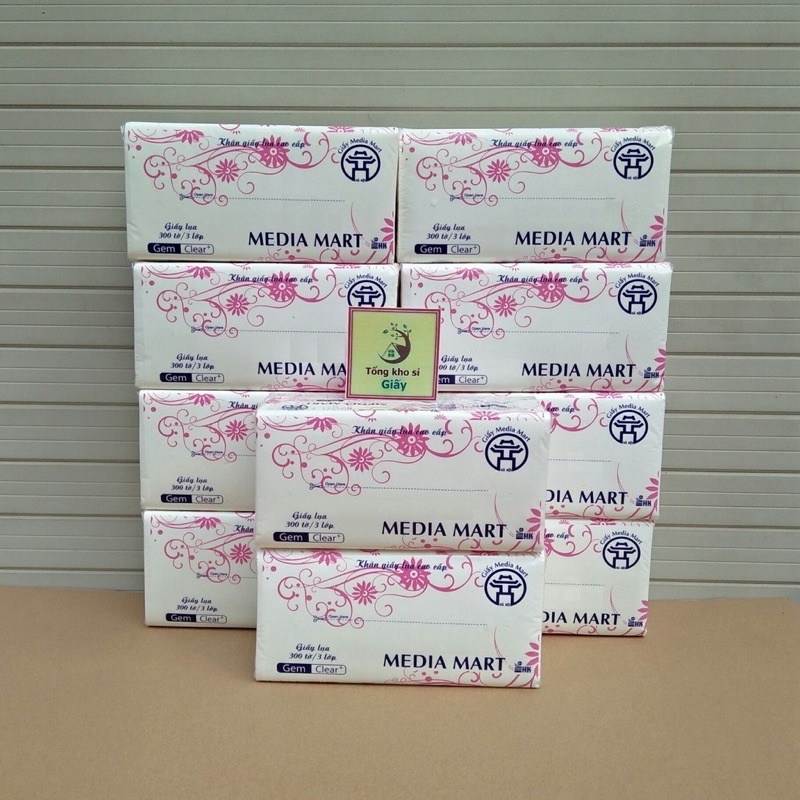 COMBO 10 GÓI RÚT LỤA MEDIAMART 300 tờ 3 LỚP SIÊU MỀM MỊN VÀ DAI