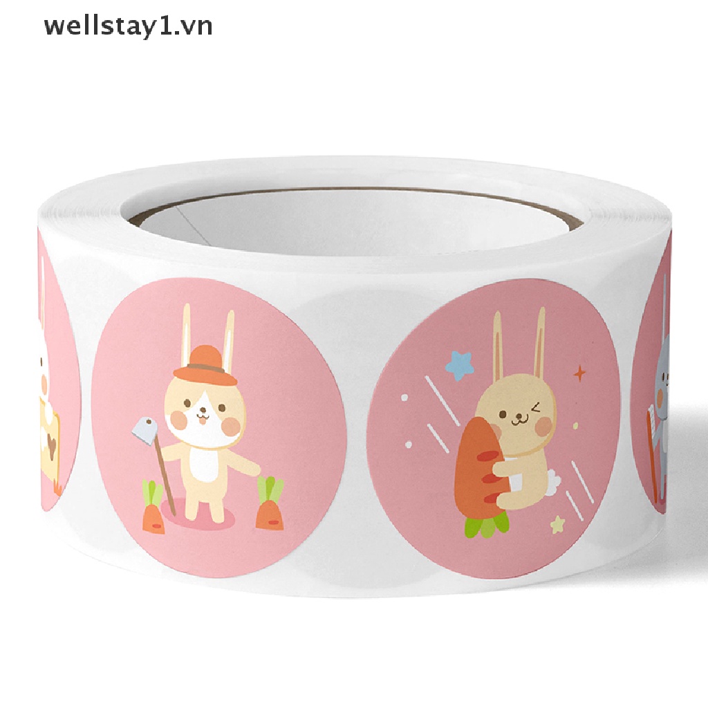 1 Cuộn 500 Nhãn Dán Trang Trí Quà Tặng Hình Thỏ Cảm Ơn Dành Cho Trẻ