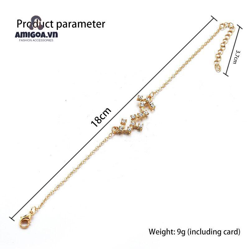 Vòng Tay Hợp Kim Đính Đá Hình 12 Chòm Sao Thời Trang