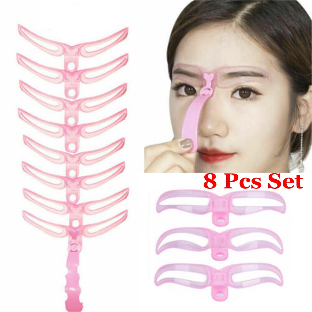 JUNE 8 Pairs Hot Sale Fashion Reusable Makeup Tool Beauty Eyebrow Stencils Kit