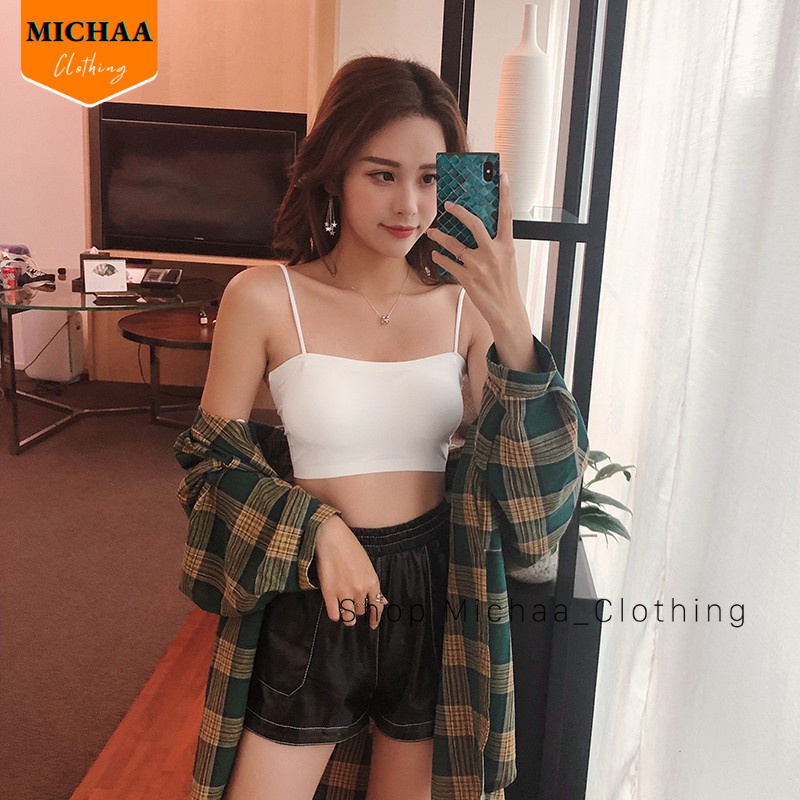 Áo Croptop BRA ĐÚC SU Trơn Quây Nữ Có Mút Ngực, Áo Bra 2 Dây Chất Thun Lạnh Không Gọng CR100