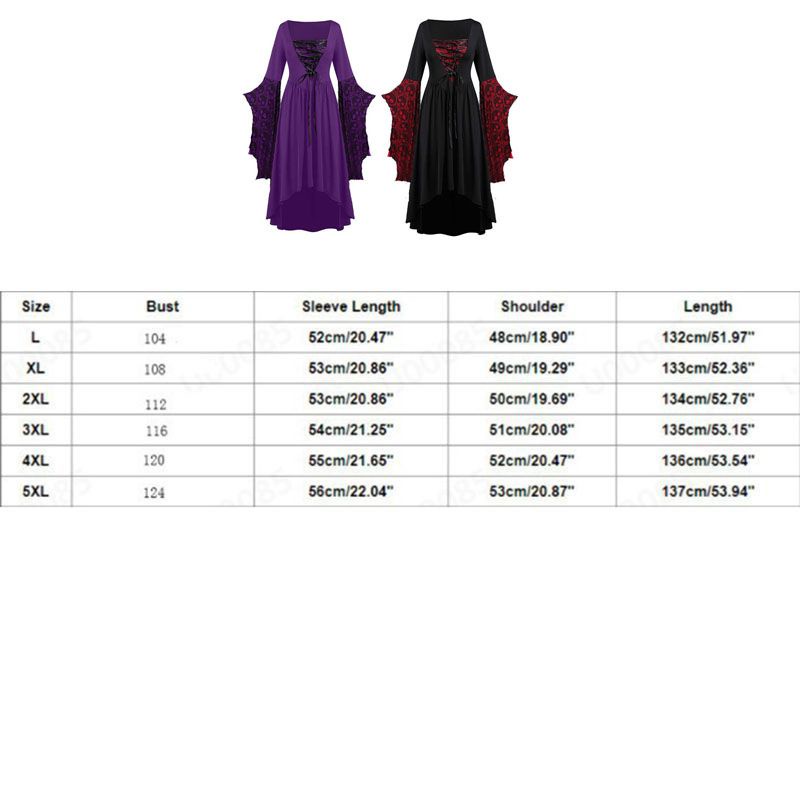 2022 Women Ladies Medieval Renaissance Gothic Witch Cosplay Retro Fancy Dress Costume