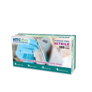Găng tay y tế không bột HTC màu xanh hộp 100 chiếc