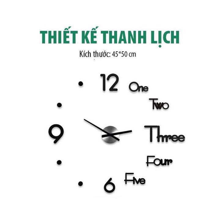 BioStore - Đồng Hồ Dán Tường 3D CoCo Đồng Hồ Treo Tường Dán Tường 3D