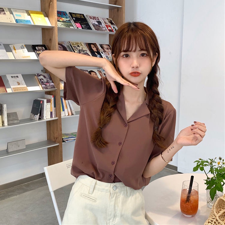 Áo Sơ Mi Ngắn Tay Dáng Rộng Thiết Kế Mỏng Kiểu Dáng Mới Năng Động Thời Trang