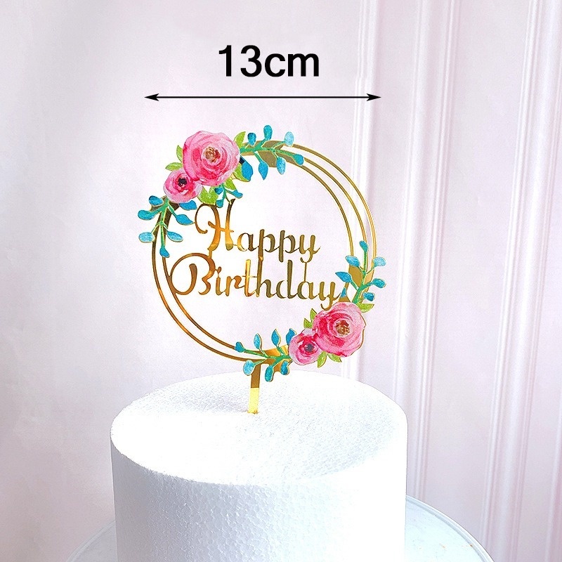 Topper Cắm Trang Trí Bánh Kem Chữ Happy Birthday, Dùng Cho Tiệc Cưới