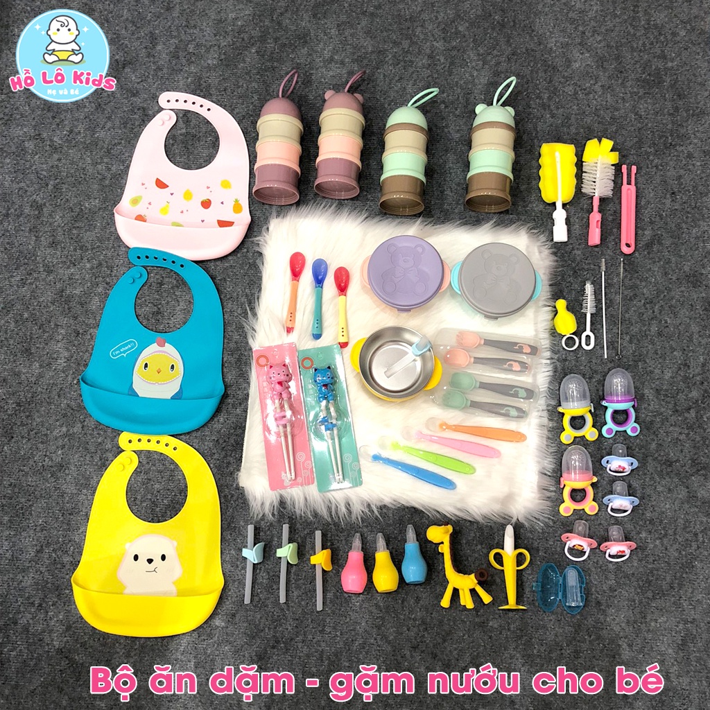 Bộ thìa dĩa cho bé tập xúc uốn cong silicon tay cầm hình cá heo dễ thương Hồ Lô Kids