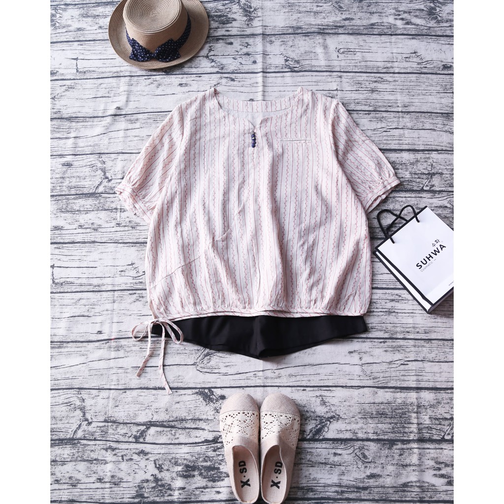 ÁO MORI QUẢ BÍ HỌA TIẾT NHỎ XÍU TAY BỒNG