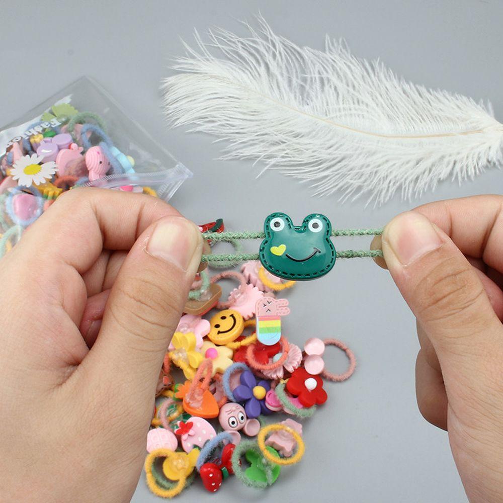 Set 10 Dây Buộc Tóc Đính Hoa / Trái Cây Dễ Thương Cho Bé Gái