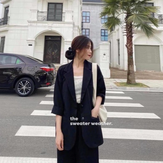 ÁO BLAZER TRƠN HÀN QUỐC 1 LỚP - Áo blazer trơn - màu đen - màu be - màu trắng - Hàn Quốc | BigBuy360 - bigbuy360.vn