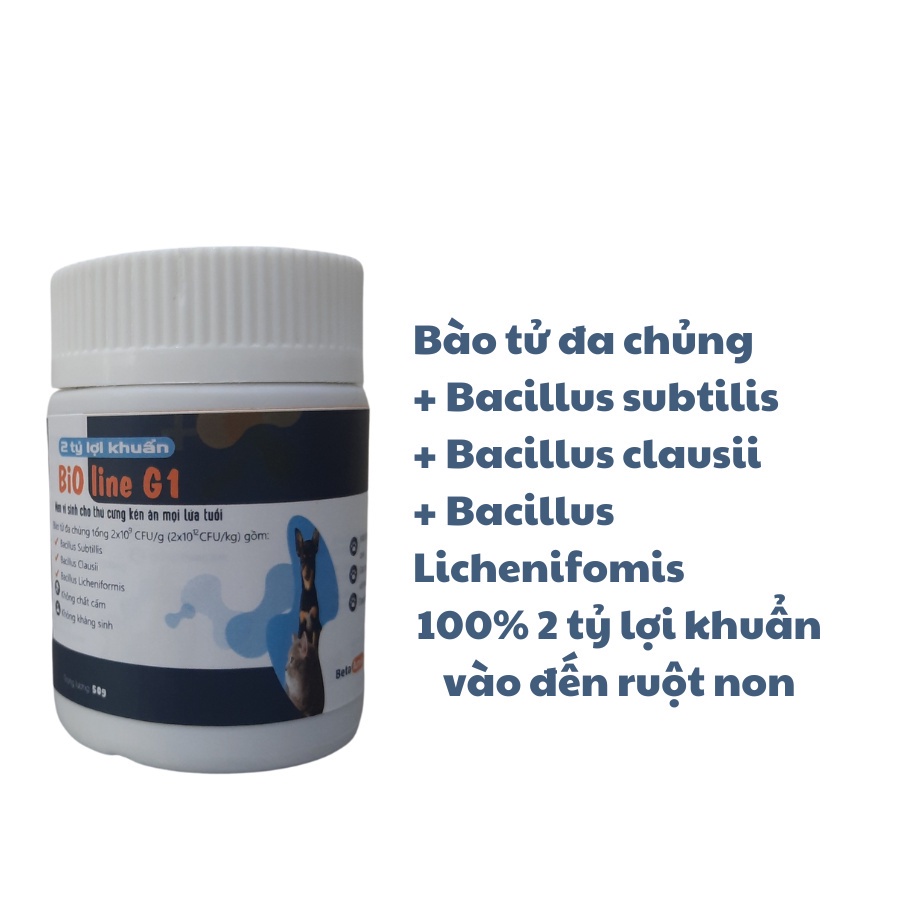 Men vi sinh BIOLINE G1 ECOPETS men tiêu hóa giảm mùi hôi phân tránh tình trạng tiêu chảy đầy hơi cho chó mèo biếng ăn