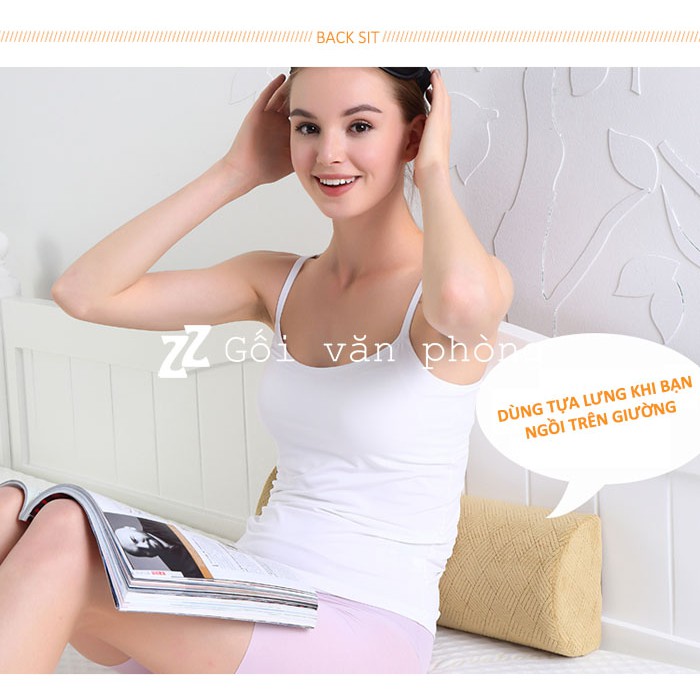 Gối bán nguyệt  dài kê lưng, chân cao su non GLN-02