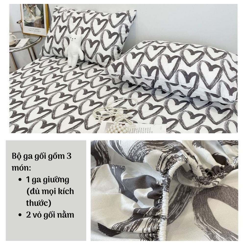 Bộ 3 món ga giường kèm vỏ gối cotton poly drap bo chun đủ mọi kích thước Otama Bedding