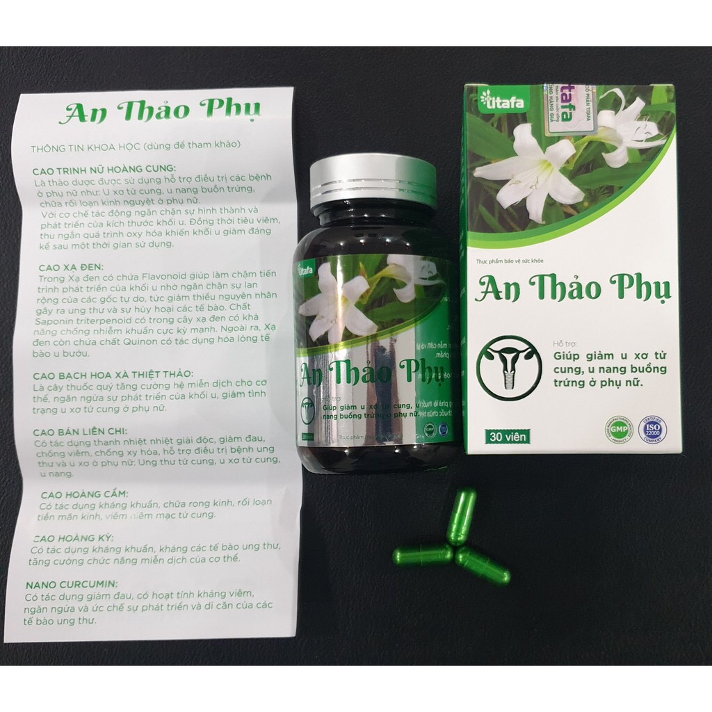 Viên uống An Thảo Phụ giúp giảm u xơ tử cung ở phụ nữ và tuyến tiền liệt ở nam giới - Hộp 30 viên