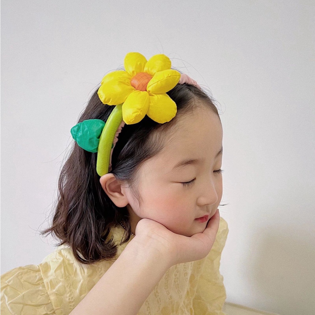 Băng Đô Đính Hoa Lớn Nhiều Màu Sắc Bản Lớn Dễ Thương Mùa Hè Cho Bé Gái