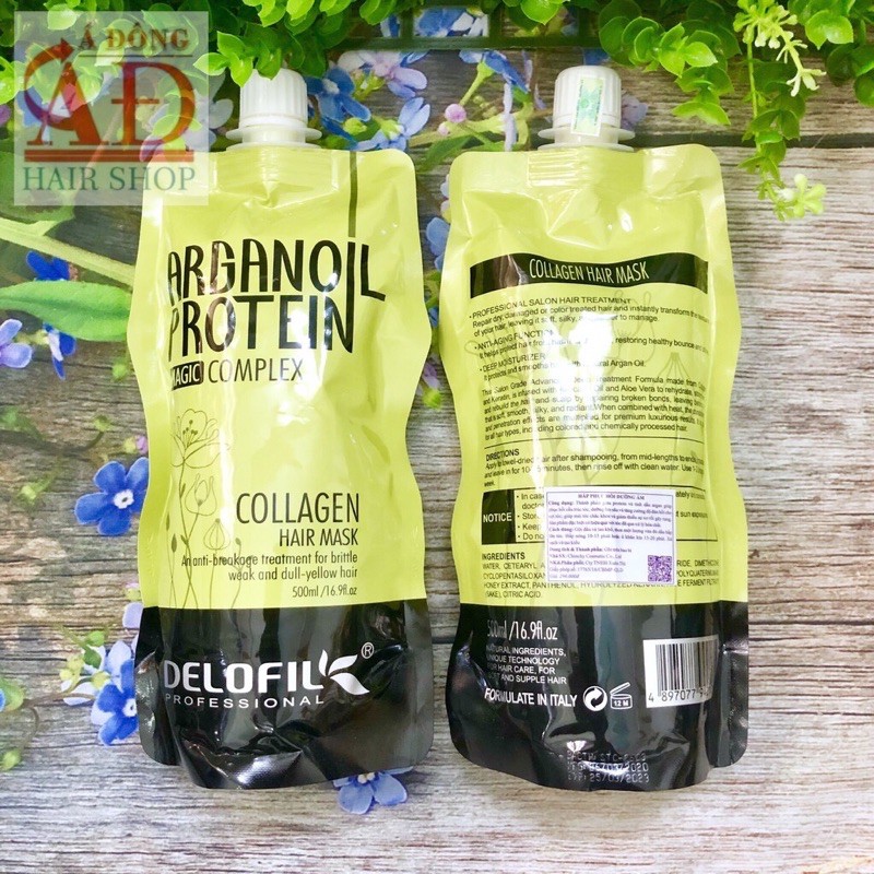 [Chính hãng][Hot] Hấp dầu Collagen Delofil Argan Oil Protein siêu mượt 500ml (túi) | BigBuy360 - bigbuy360.vn