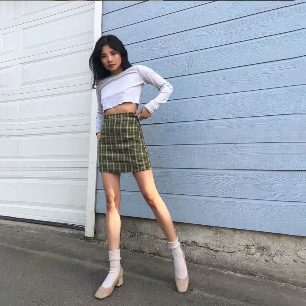 Chân Váy Nữ Lưng Cao Họa Tiết Caro Thời Trang | BigBuy360 - bigbuy360.vn