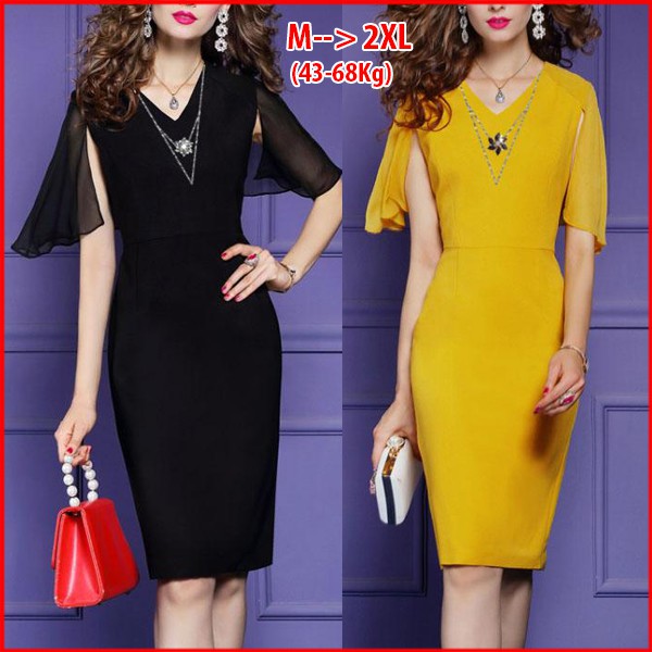 GOTI - ĐẦM ÔM DỰ TIỆC KIỂU ĐẦM ÔM CỔ TIM ĐÍNH ĐÁ PHỐI VOAN GOTI 3187