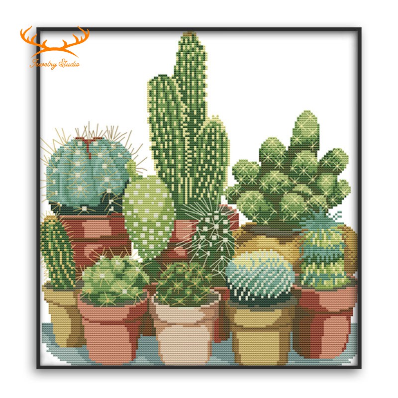 Bộ Tranh Thêu Chữ Thập 11ct Họa Tiết Cây Xương Rồng