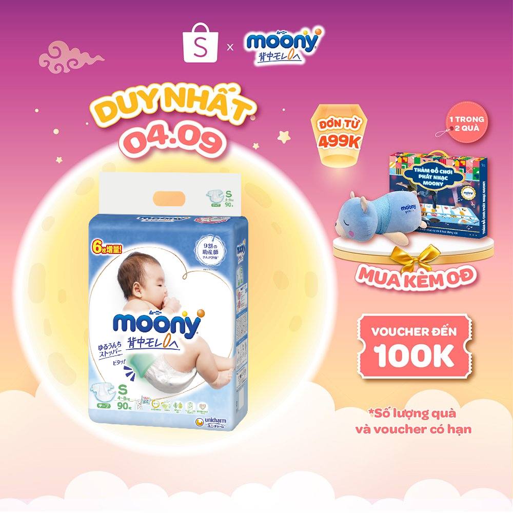 Tã dán Moony cao cấp S90 - Nhập khẩu từ Nhật Bản