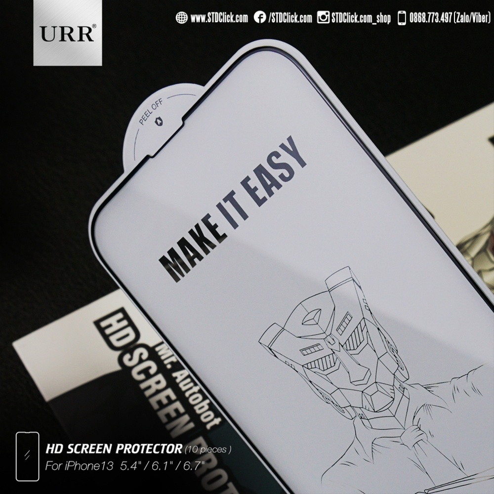 KÍNH CƯỜNG LỰC IPHONE 13 - 13 PRO - 13 PRO MAX URR AUTOBOT HD SCREEN CHÍNH HÃNG