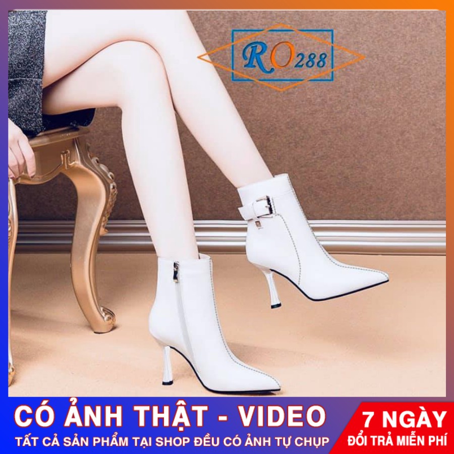 [ẢNH THẬT - FREE SHIP] Giày boots nữ cao cổ cao cấp ROSATA RO288 gót nhọn - HÀNG VIỆT NAM - BKSTORE