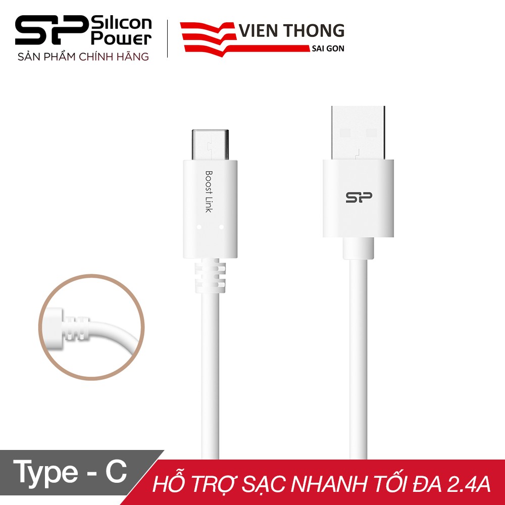 Cáp sạc Type-C Boost link PVC LK10AC Silicon power - Hãng phân phối chính thức