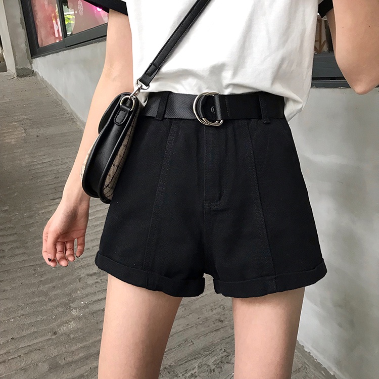 Quần Short Denim Lưng Cao Phối Thắt Lưng Thời Trang 22923