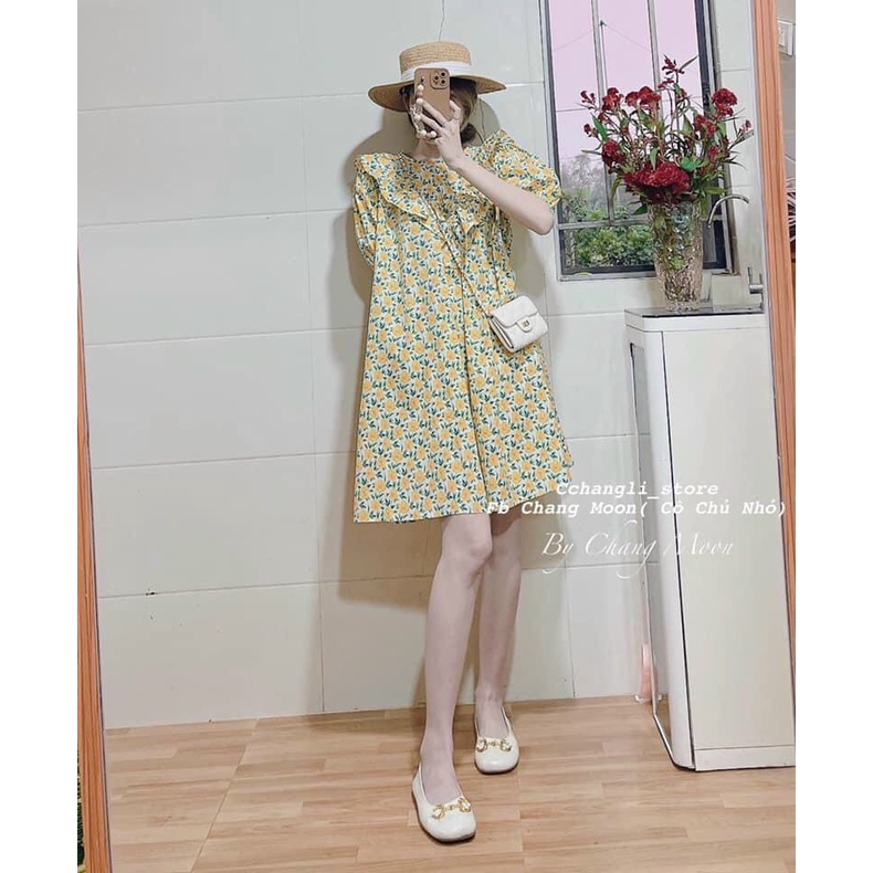 Đầm suông hoa bèo tươi mát