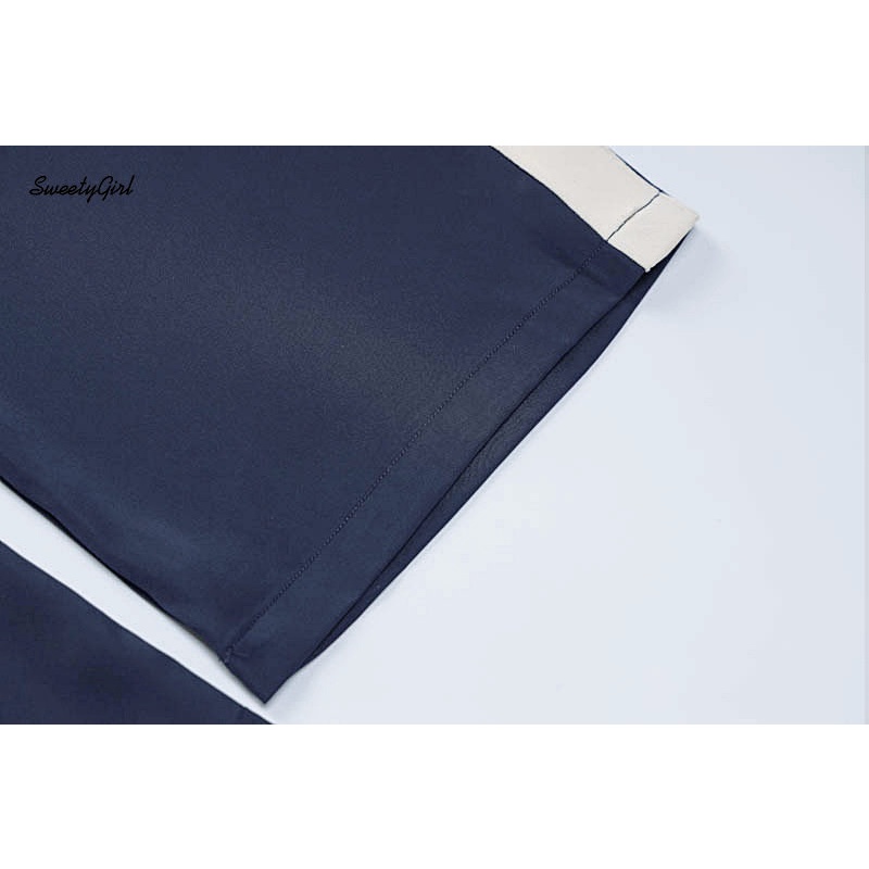 Quần Thể Thao Ống Rộng Lưng Cao In Chữ Phối Màu Tương Phản Thời Trang 2022 Cho Nữ