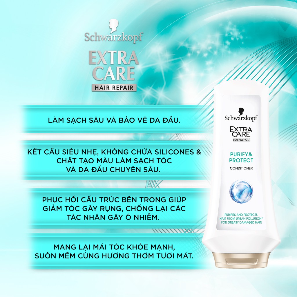 Dầu xả làm sạch sâu và bảo vệ tóc Schwarzkopf Extra Care Purify &amp; Protect Conditioner 400ml