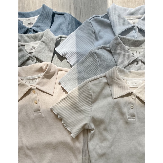 Áo croptop cổ polo anna clara thanh lịch sang trọng Miều Est.2013